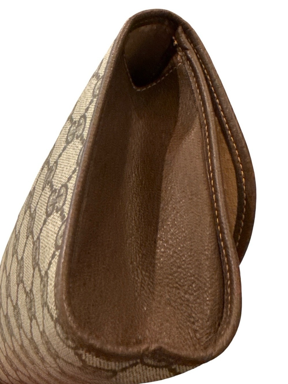 Vintage Gucci GG Supreme Monogram Web Clutch Bag Brown Canvas Leather Crossbody - Picture 13 of 14